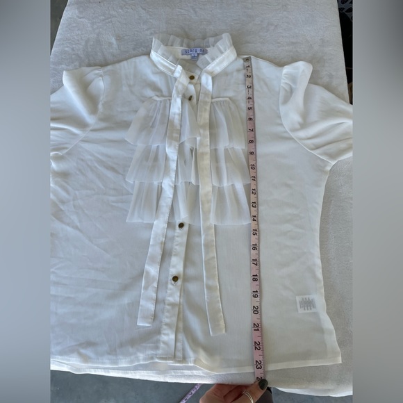 Story on button down lace bib long sleeve shirt - Picture 7 of 10